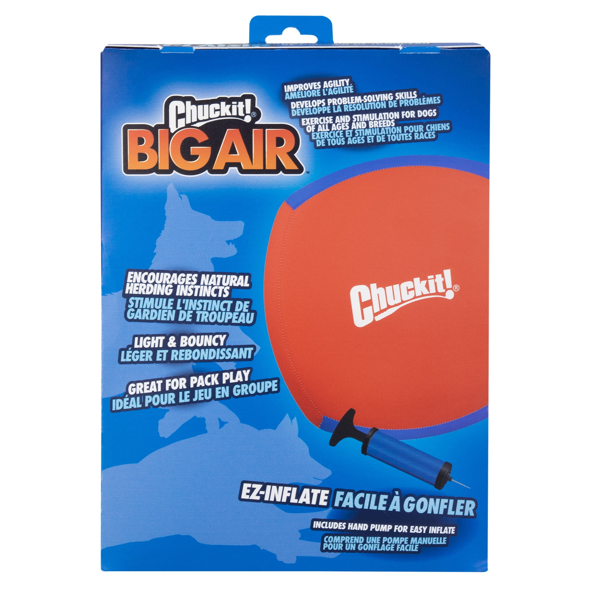 Chuckit! Big Air Canvas Dog Ball Ground Play Toy Great for Pack Play, 14", Hand Pump for Easy Inflate Included, Orange
