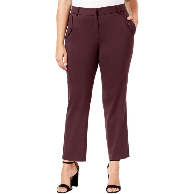NY Collection Pantalones de vestir con detalle de bolsillo para mujer, rojo, 1X