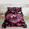 thumbnail image 3 of Homewish Initial D Letter Full Size Comforter Sets, Kawaii Princess Bowknot Bedding Set, Romantic Love Heart Reversible Lightweight Room Decor, 3 Pieces, 3 of 9