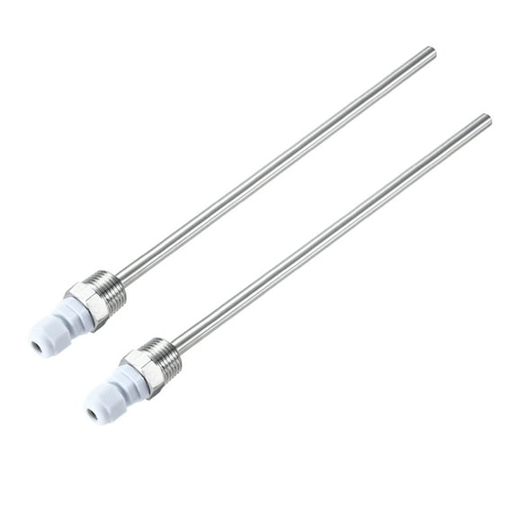 2 Pcs 8mm Dia G1/2 Thermowell Weldless Stainless Steel 201 250mm White