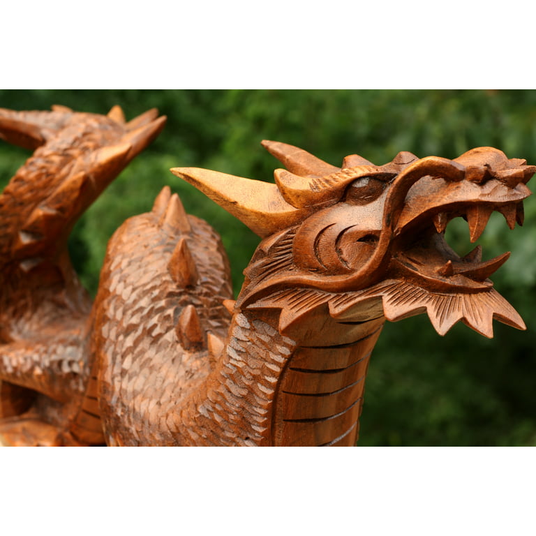 Wooden Crawling Dragon Handmade Sculpture Statue Handcrafted Gift
