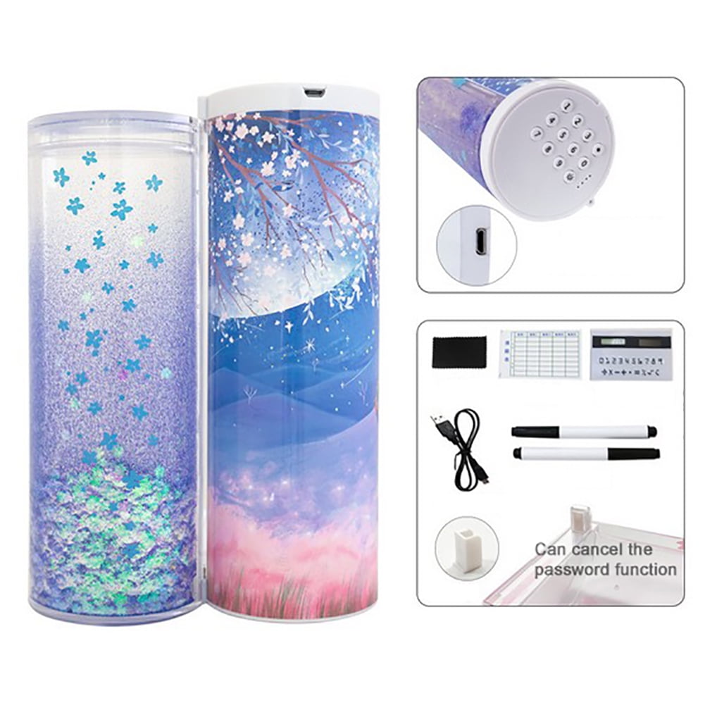 Intelligent Password Pencil Box Cartoon Pattern Pen Holder Large