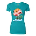 thumbnail image 2 of Wild Bobby, Flamingo Love Print, Animal Lover, Women Slim Fit Junior Tee, Tahiti Blue, X-Large, 2 of 4