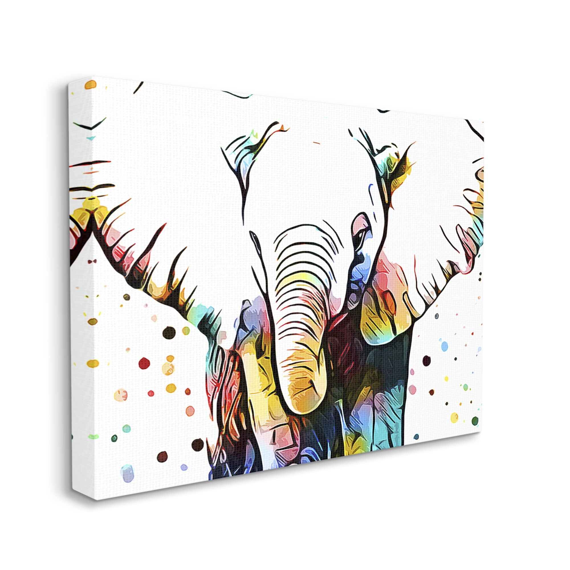 Stupell Industries Abstract Elephant Portrait Vibrant Pattern Expressive Polka Dots, 40 x 30,Design by Ashley Aldridge