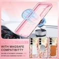 thumbnail image 5 of CASEFIV Compatible with Magnetic for Samsung Galaxy S26 Case with Invisible Ring Stand,Rugged Slim Shockproof Marble Pattern Design Case for Women Men Girls,Rose Gold Marble, 5 of 8