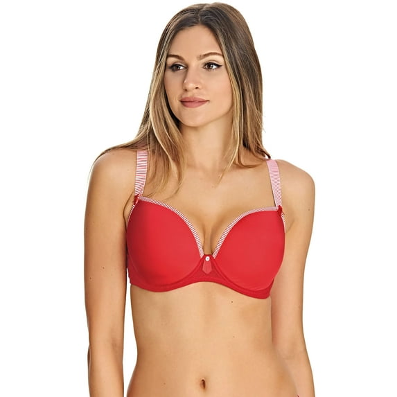 Freya Deco Vibe Womens Underwire Molded Plunge Bra with J Hook, 30E, Grenadine