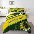 thumbnail image 2 of Erosebridal Rugby Sports Bedding Set Queen Size Green Bay Comforter Set American Football Gifts for Football Fans Women Men Football City Comforter Yellow Room Decor, 2 of 7