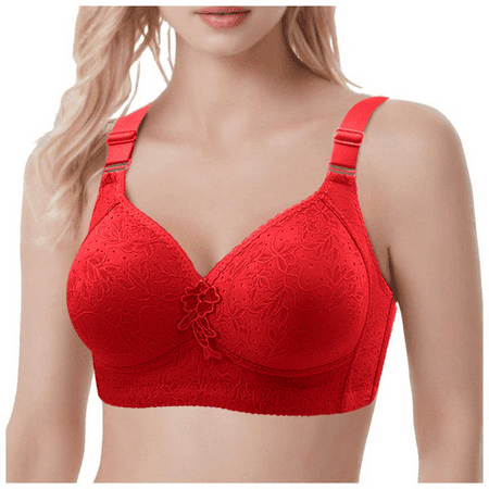 Fulorrnie Bras for Women Plus Size No Underwire Lift Supportive Back Fat Smoothing Full Figure Balconette Comfort Bra Red 38