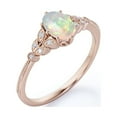 thumbnail image 4 of JeenMata 1.10 Carat Oval Cut White Opal And Moissanite - Milgrain Edge - 8 Prong Cathedral - Cluster Engagement Ring - 18K Rose Gold Plating Over Silver, 4 of 7
