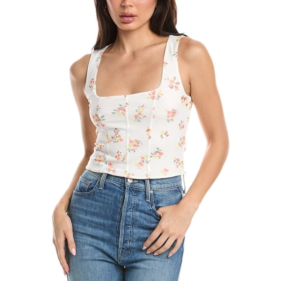 AFRM womens Ivara Corset Tank, m, White