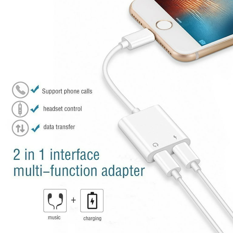 2-in-1 iPhone Headphone Adapter Splitter – Dual Ports for