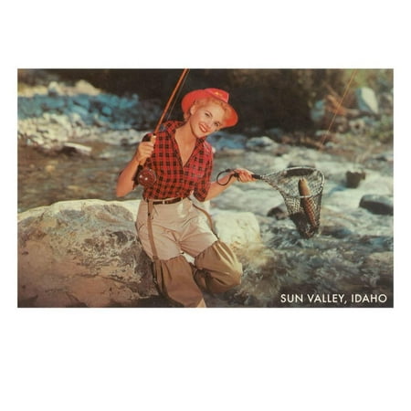 Sun Valley, Idaho, Woman with Fish in Net Print Wall