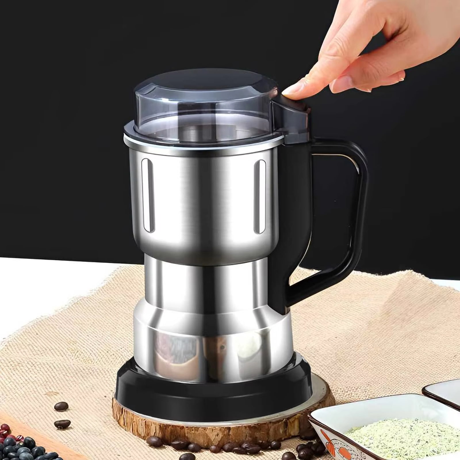 Electric Spice Grinder, High-Speed Coffee Bean Grinder for Spices, Herbs, and Nuts, Stainless Steel Mill Machine for Superfine Powders, Multifunctional Kitchen Grain Grinder White