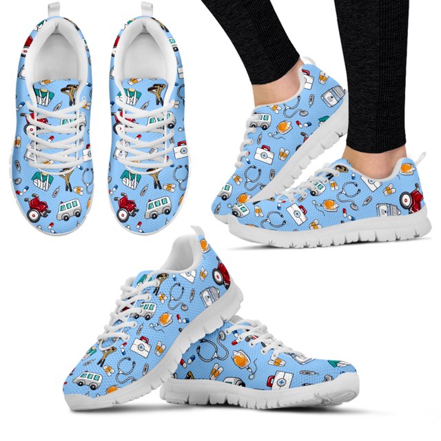 Zapatos casuales de enfermera para mujer, zapatillas de equipo médico de ambulancia, cómodos zapatos médicos de primeros auxilios con cordones para mujer