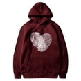 thumbnail image 5 of Penkiiy Sweat à Capuche Imprimé Col Rond pour Femmes, Manches Longues, P Vin, 5 of 5