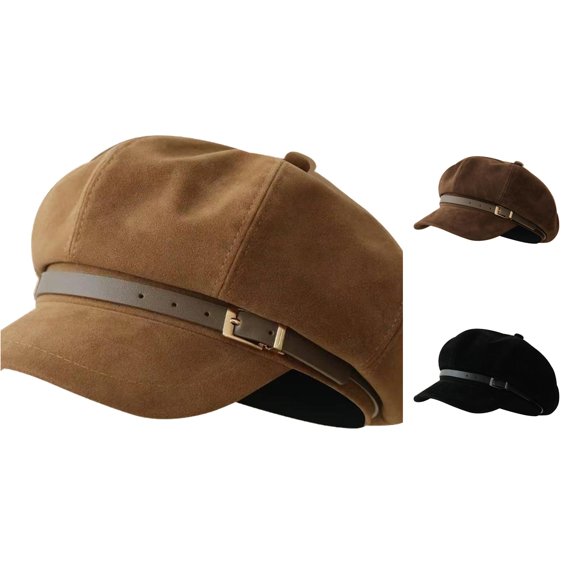 Classic French Style Soft Slouchy Beret with Decorative Buckle Detail for Daily Casual Wear