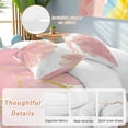 thumbnail image 2 of 3 Piece Pink Gold Duvet Cover Set Full Size,Microfiber Comforter/Quilt Cover with Corner Ties and 2 Pillowcases,Boho Modern Abstract Minimalist Aesthetic Flower All Season Bedding with Zipper Closure, 2 of 8
