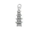 thumbnail image 1 of Sterling Silver 24" 1mm 3D Asian Chinese Japanese Buddhist Temple Pagoda Pendant Necklace, 1 of 2