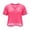 Hot Pink, variant on Women's Mesh Fishnet Top Shirt Cover Up Loose Short Sleeve See Through Crop Tops