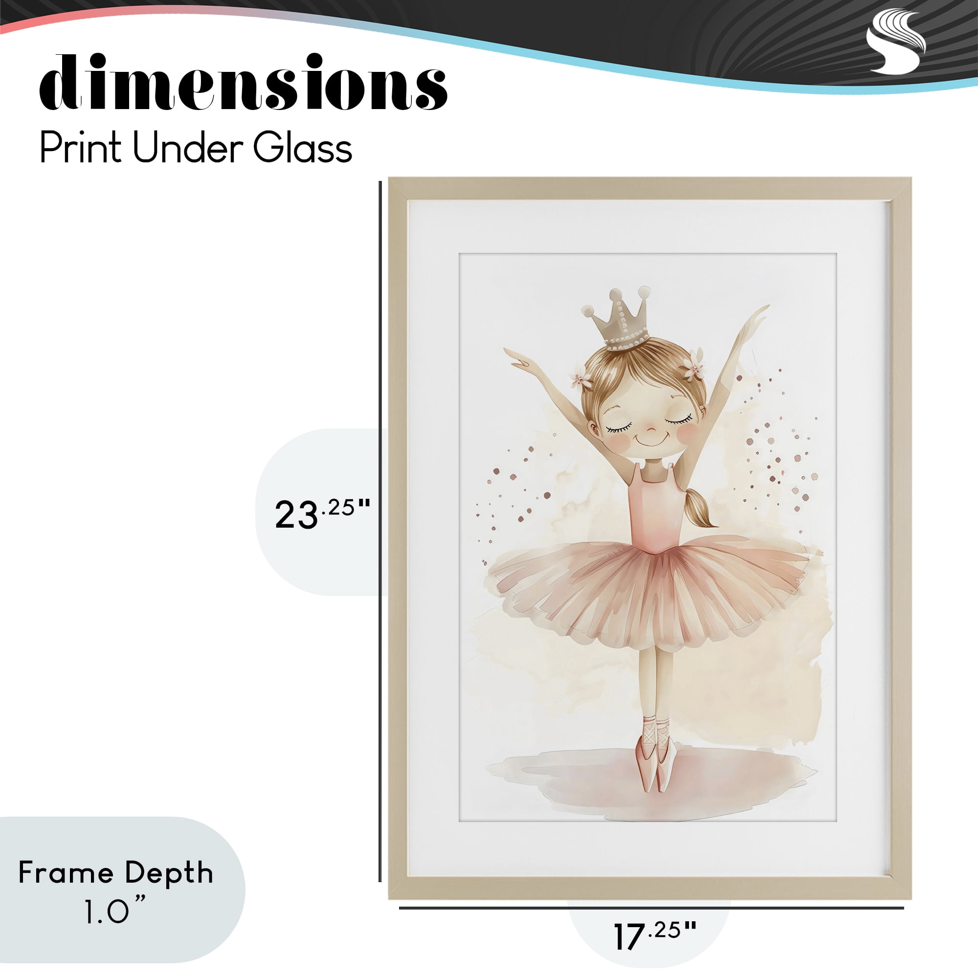 Stupell Industries Crowned Ballerina with Flowers Birch Framed Print Under Glass, design by Creative Studio