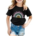 thumbnail image 3 of YUEHUA Girls Short Sleeve T Shirts Casual Crewneck Fashion Tees Kids Summer Tops 5-14 Years, 3 of 5