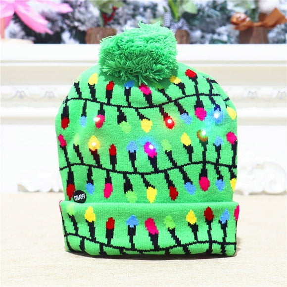Snorda Christmas Decorations Knitted Christmas Hats Colorful Luminous Knitted Hats High-end Christmas Hats For The Elderly