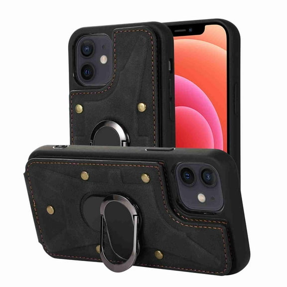 Dteck for Google Pixel 7 Wallet Case, Shockproof Heavy Duty Flip PU Leather Ring Kickstand Card Holder Anti-Scratch Soft Protective Cover, black