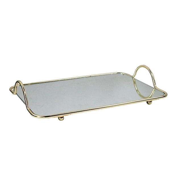 Gold Mirror Tray Rectangle Glass Fruit, Rectangle Gold Mirror Tray