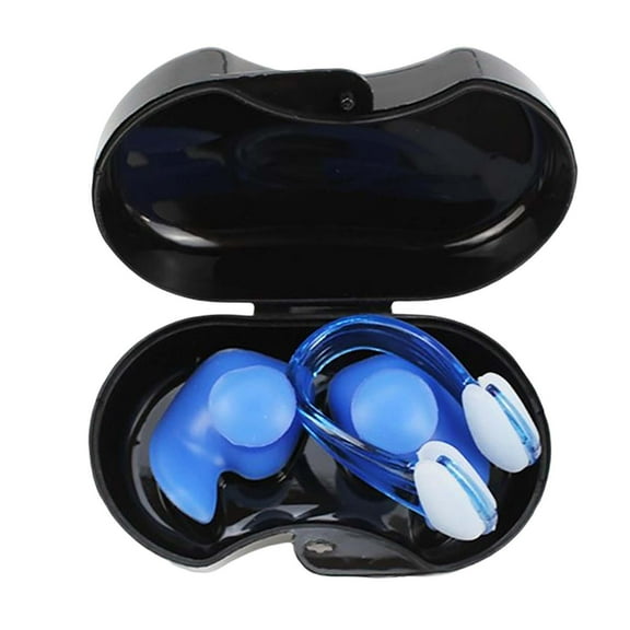 Tapón para los oídos de natación y clip para la nariz, tapones para los oídos de silicona, protector impermeable para los oídos y la nariz, tapones Azul Sunnimix Pinza para la nariz del tapón para los oídos