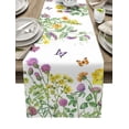 thumbnail image 4 of Camino de mesa de flores y mariposas, mantel de lino y algodón, cubierta de lujo para cocina y cena, decoración de fiesta de boda, Primavera, 4 of 5