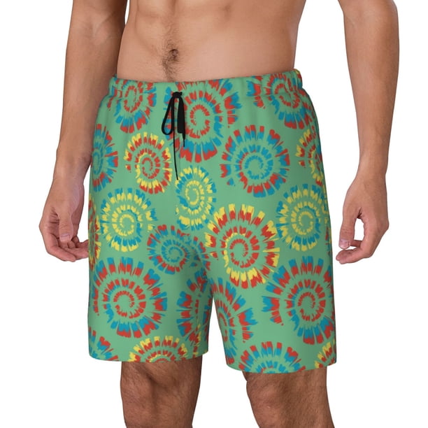 Fotbe Colourful Tie Dye Traje de Baño para Hombre – Shorts de Natación de Secado Rápido con Forro y Bolsillos-X-Large