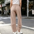 thumbnail image 5 of HomeDM Women's Pants Lounge Wide Leg with Pockets Quick Dry Elastic Waist Casual Trousers Khaki Athletic Work Pants Size L, 5 of 9