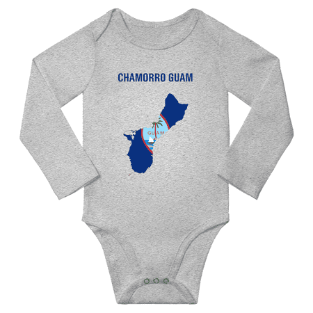 

Chamorro Guam Flag Map Baby Long Slevve Bodysuits Unisex (Gray 6-12 Months)