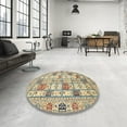 thumbnail image 3 of Ahgly Company Tapis d'Intérieur Carré Abstrait Kaki Or, 5 Pieds Carré, 3 of 6
