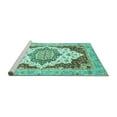 thumbnail image 2 of Ahgly Company Machine Washable Indoor Round Abstract Turquoise Blue Modern Area Rugs, 6' Round, 2 of 4
