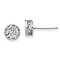 Primal Silver Sterling Silver Rhodium-plated Pavé Cubic Zirconia Circle Post Earrings