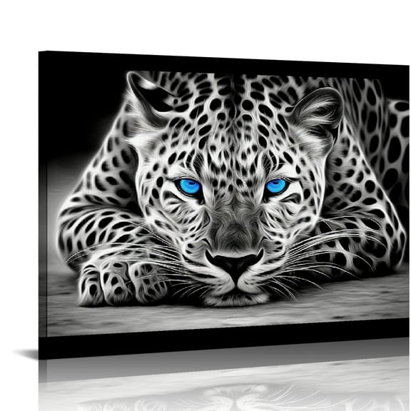 EastSmooth  Cheetah Blue Eyes Leopard Animal Black and White Abstract Poster Canvas Print Wall Art Paintings Poster Pictures For Living Room Home Decor