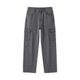 thumbnail image 2 of GrmtClth Mens Loose Cargo Denim Trousers, Cozy Street Outfit, Wide Leg Multi Pocket Jeans, Breathable Male Daily Commute Fashion Bottoms Gray XL, 2 of 5
