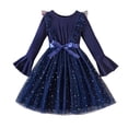 thumbnail image 2 of KYAIGUO Kids Girl Spring Fall Tutu Dress Flared Sleeve Mesh Princess Dress with Bow Toddler Fluffy Tulle Dress Onesies Skirt for 5-13 Years, 2 of 9