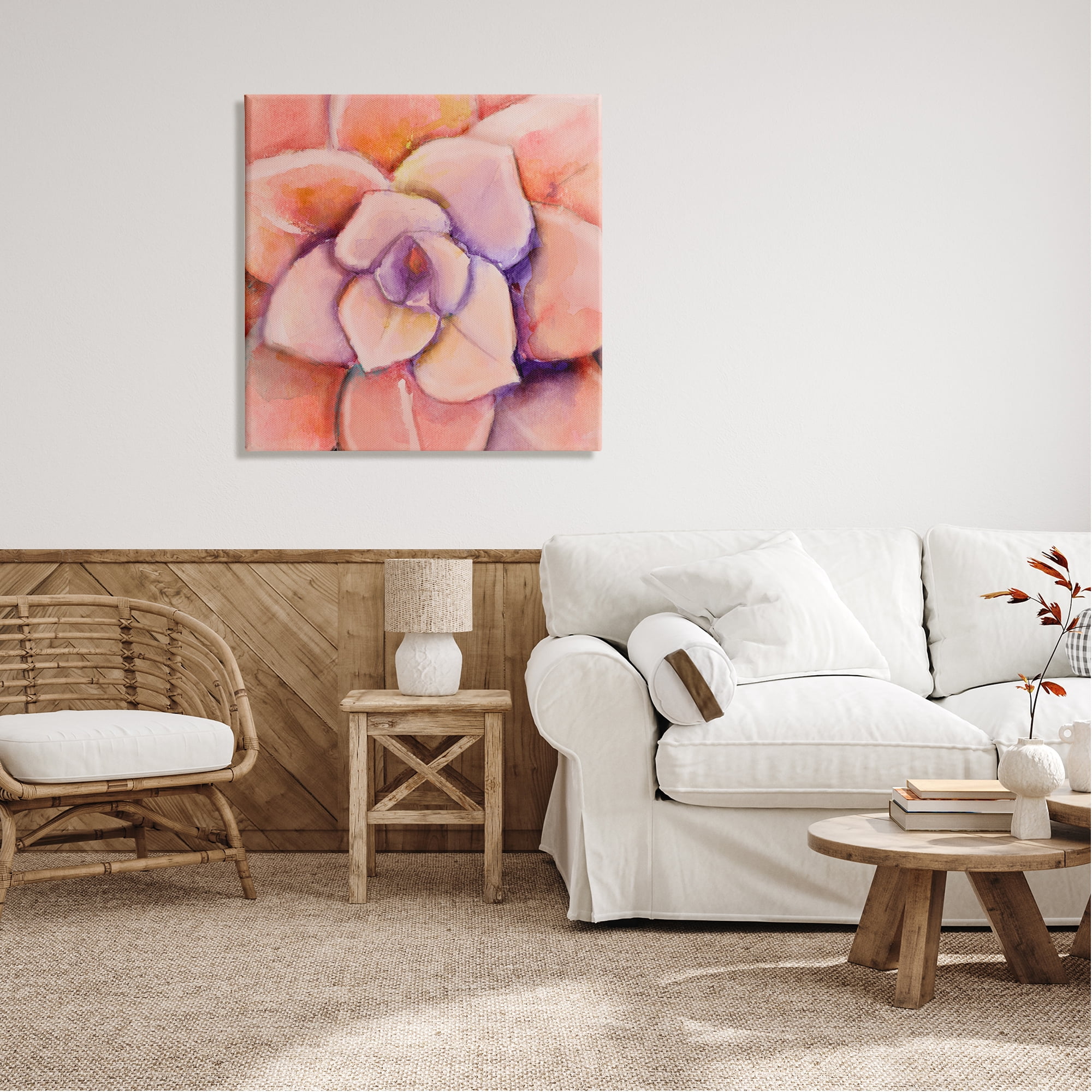 Stupell Industries Pink Flower Petals Painting Botanical & Floral Painting Gallery Wrapped Canvas Print Wall Art, 30 x 30