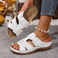 thumbnail image 6 of Women's Wedge Slide Sandals with Adjustable Strap Open Toe Casual Summer Beach Shoes Comfortable Thick Platform Slippers for Outdoor Walking Available in Wide Width and Extended Sizes, 6 of 10