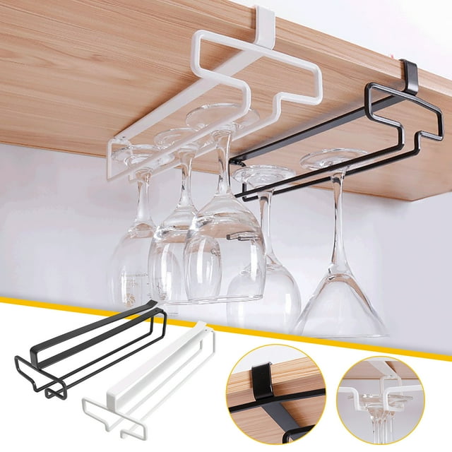 Xihbxyly Estante de Metal para Copas de Vino, Moderno Almacenamiento Bajo Gabinete, Diseño Resistente para Un Uso Duradero, Instalación Vertical U Horizontal Que Ahorra Espacio, Decoración de Cocina