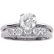 MBM Elegant 34ct TGW CZ Engagement Wedding Ring Set 925 Sterling Silver
