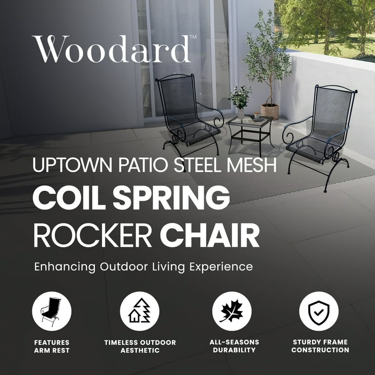 Woodard Uptown Patio Steel Mesh Coil Spring Rocker Chair Black 2 Pack