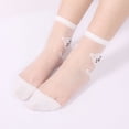 thumbnail image 2 of ZHENHONG Slipper Socks for Women 1 Pairs Women's Ballerina Socks Solid Cute Embroidery Socks Lace Splice Silk Stockings Boat Socks, 2 of 5
