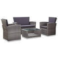 thumbnail image 1 of vidaXL 4 Piece Garden Lounge Set with Cushions Poly Rattan Grey, 1 of 12