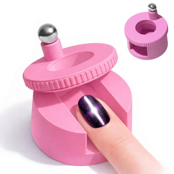 2026 New Rotating Cat Eye Magnet, Beginner Friendly Nail Tool with Uniform Magnetic Force and Excellent Light Absorption, Can Easily DIY Glossy Cat Eye Effect (1*Pink 1*ball magnet)