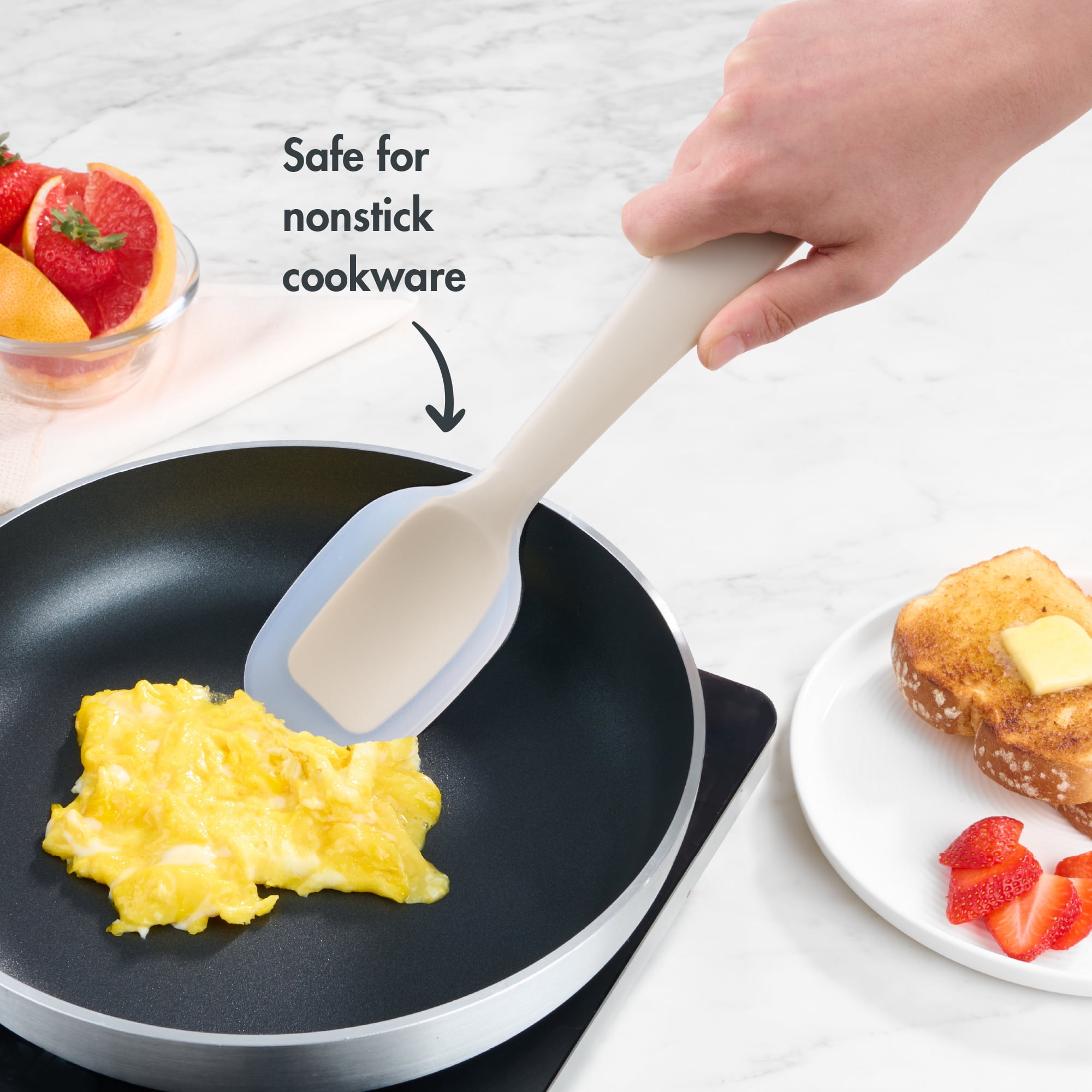 Mainstays Dual-Ended Turner and Solid Spoon Scraper, Light Gray