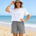 thumbnail image 5 of Noric Women's Cotton Casual Shorts High Waisted Elastic Waist Loose Fit Lightweight Summer Beach Shorts with Pockets, 5 of 9