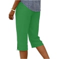 thumbnail image 2 of Wensltd Women Capri Pants Elastic Waist Button Detail Split Hem Soft Lightweight Casual Wear With Pockets, 2 of 5